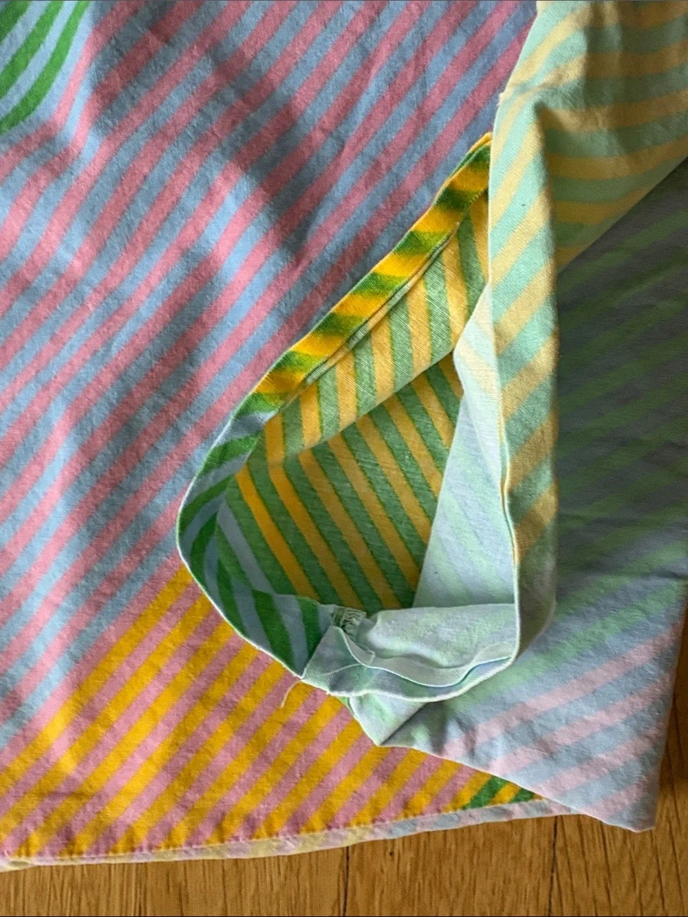 Reversible Stripe Multicolored Queen Duvet Cover, cotton